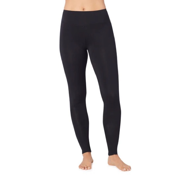 Cuddl Duds Pants - Climate Right by Cuddl Duds Fleece Lined Elastic Waist Black Leggings Size XS